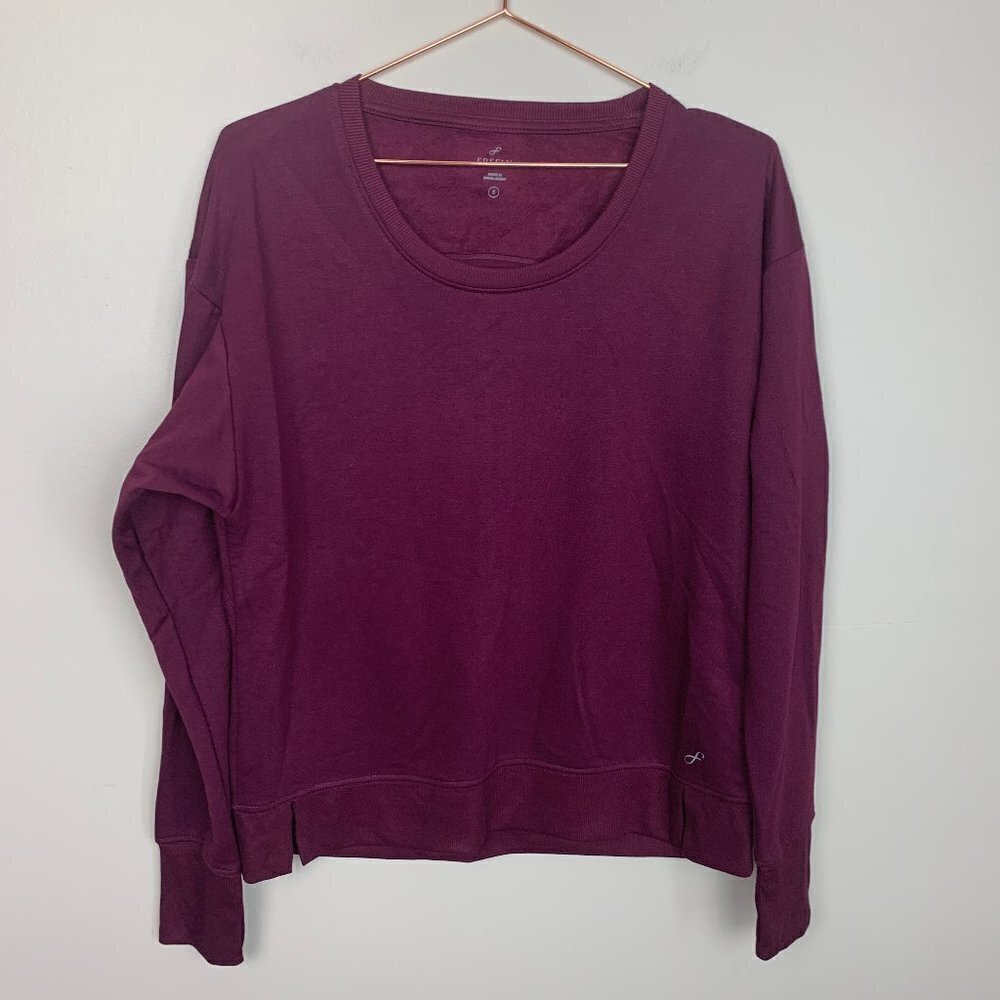 Freely Burgundy Scoop Neck Open Back Sweatshirt - Size Small